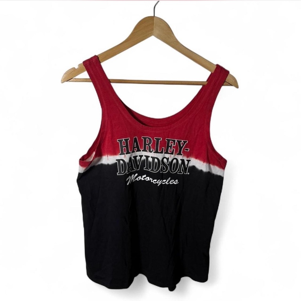 Harley-Davidson Tank Top Women's Small NWT Red White Black Tie Dye Logo Graphic